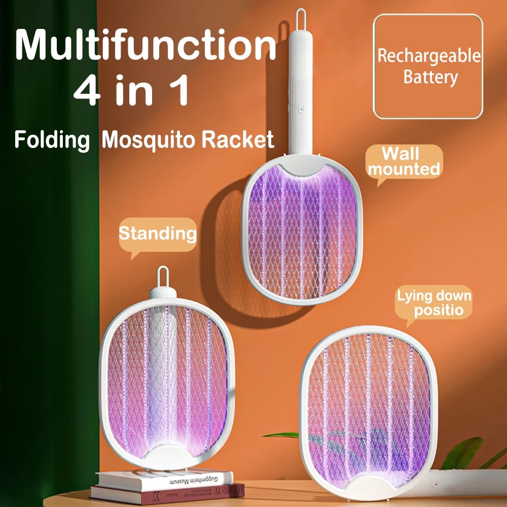 Bug Catching Kit - 電気蚊取り器 3000V USB充電式 折りたたみ式ハエ取り器 蚊たたき ラケット型