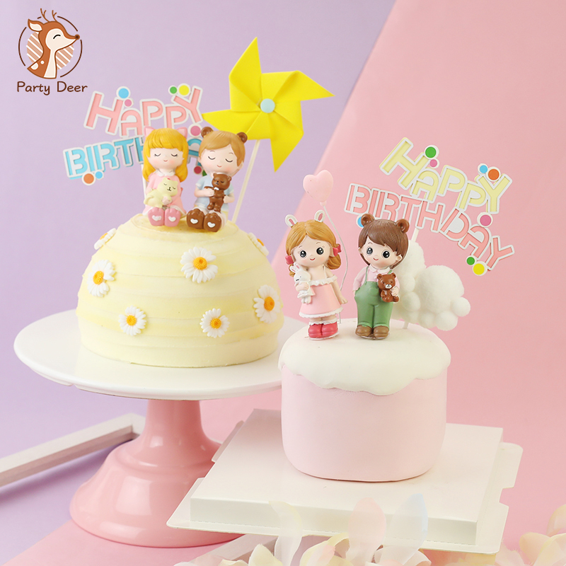 Kids Outdoor Merry Go Round - 樹脂クマ少年少女姫ベビー装飾ロリポップハッピーバースデーケーキトッパー子供の結婚式のパーティー用品愛のギフト