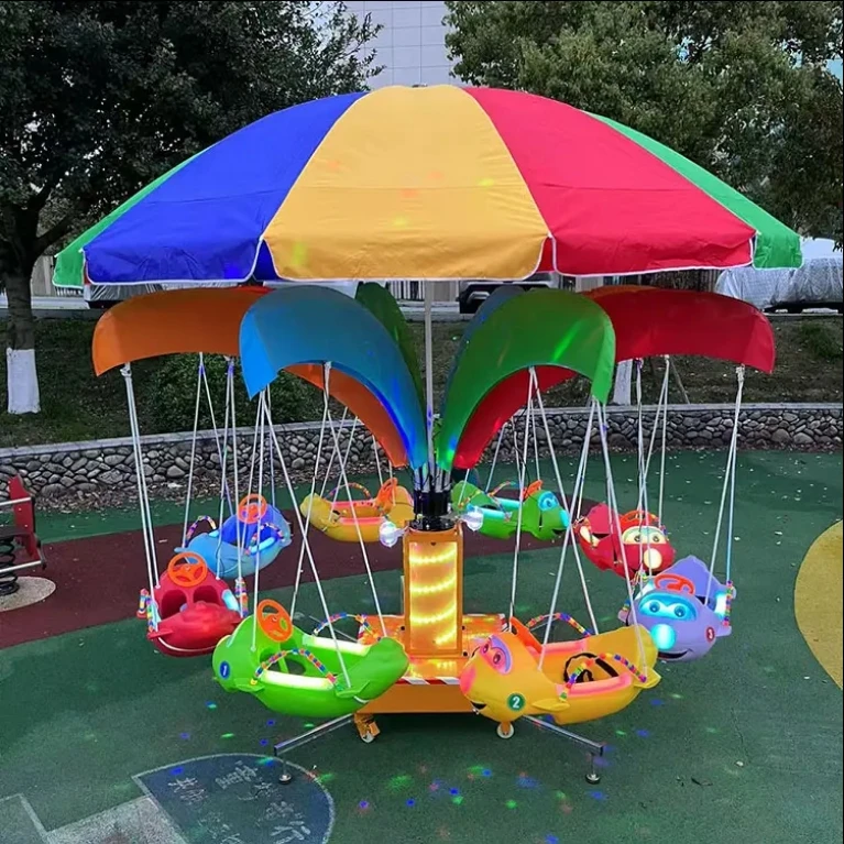 Kids Outdoor Merry Go Round - 2026年式スイングチェアミニメリーゴーランド子供用回転木馬、商業レンタル用大型屋外遊具販売促進