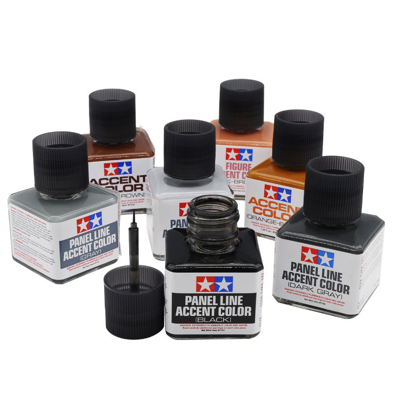 Tamiya Model Paint Set - タミヤパネルラインアクセントカラー 40 ミリリットルエナメルペイントシンナーダークグレーブラウン顔料ミリタリーモデルカーモデルホビー DIY