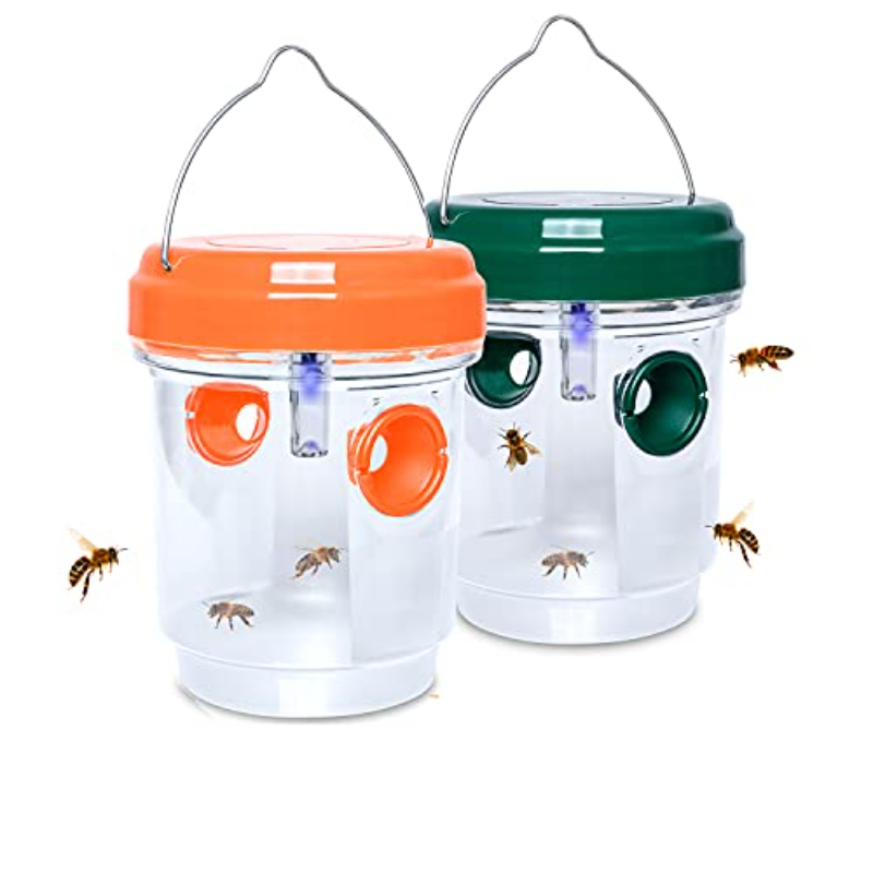 Bug Catching Kit - ソーラー式スズメバチ捕獲器、UV LEDライト付き吊り下げ式イエロージャケットトラップ、再利用可能な蜂捕獲器、スズメバチや飛翔昆虫駆除用
