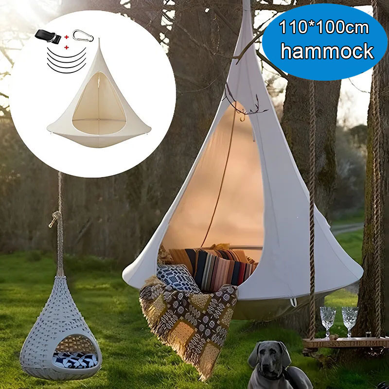 Kids Outdoor Hammock - 屋外防水ハンモック ダブルカクーンハンギングチェア 耐荷重80KG 屋外および屋内用 - 吊り下げキット