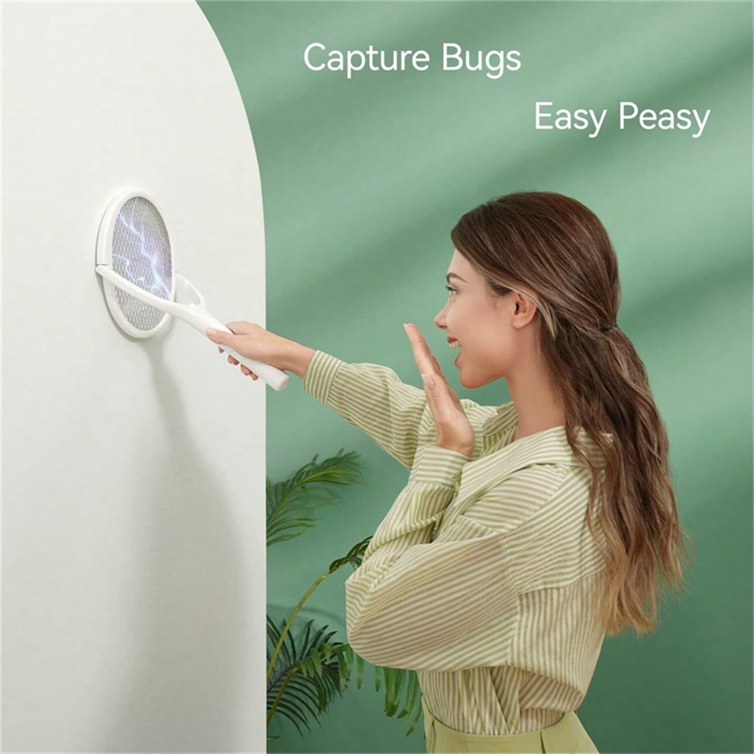 Bug Catching Kit - 6-in-1蚊取りラケット、LEDライト付きハンドヘルド蚊よけライトラケット、電動ハエたたきラケット、屋内用回転ヘッド、強力な蚊取りライトと3層安全ネット付き、家庭、寝室、キッチン、パティオ用