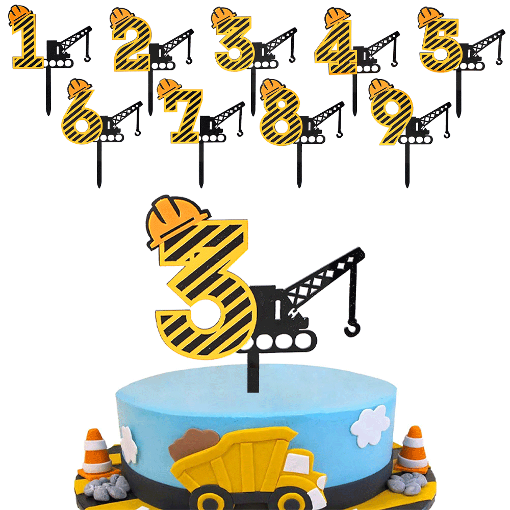 Kids Outdoor Excavator - 建設掘削機アクリルケーキトッパー男の子の誕生日カップケーキトッパー掘削機クレーン子供の誕生日パーティーケーキデコレーション
