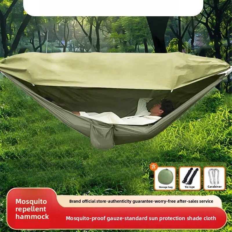 Kids Outdoor Hammock - 蚊帳付きメッシュハンモック ロールオーバーデザイン 大人と子供用 アウトドアキャンプスイングクレードル