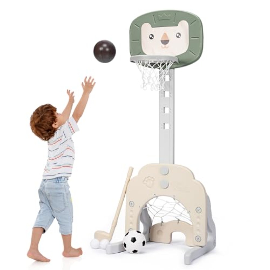 Outdoor Toys For Kids - 屋外/屋内兼用子供用バスケットボールフープおもちゃスタンド、スチールフレーム、青と赤、幼児と未就学児向け、高さ調節可能32～52インチ