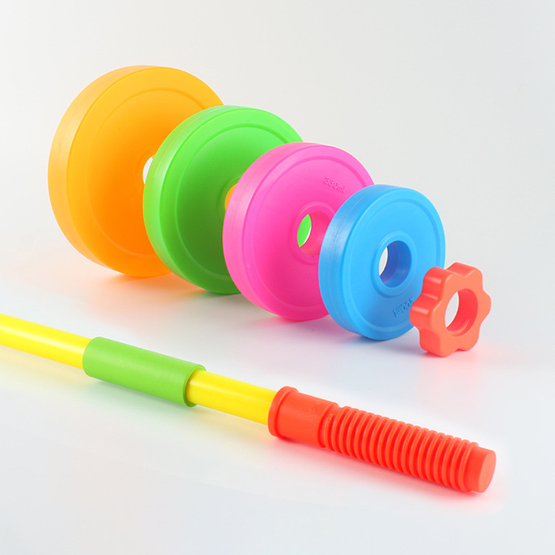 Kids Outdoor Toys B&Q - 子供用ダンベルスポーツ玩具、調整可能な重量ダンベルバーベル、屋内屋外フィットネス機器、体力トレーニングゲーム、子供へのプレゼント