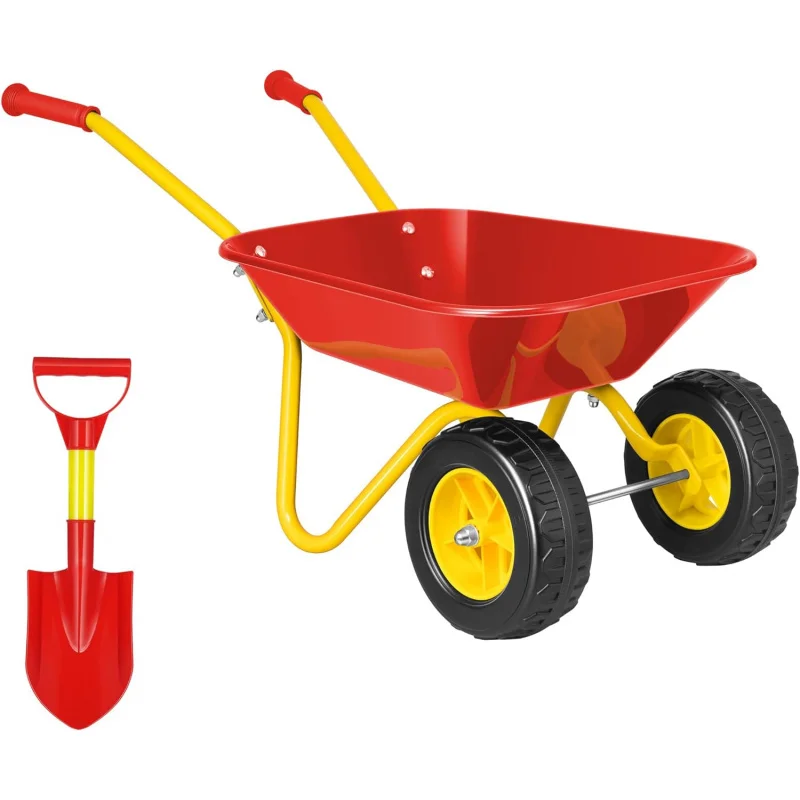 Kids Outdoor Garden Set - 子供用手押し車 ガーデンカート 幼児用ガーデニングツールセット付き 子供用ホイールバケツ 屋内外用おもちゃ ギフト