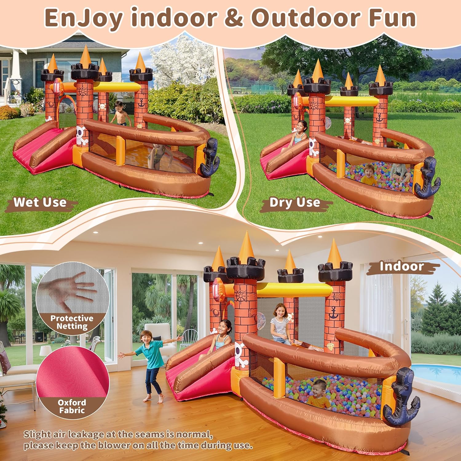 子供用インフレータブルバウンスハウス（3～8歳向け）：滑り台 - Kids Outdoor Jump House のレビューと価格