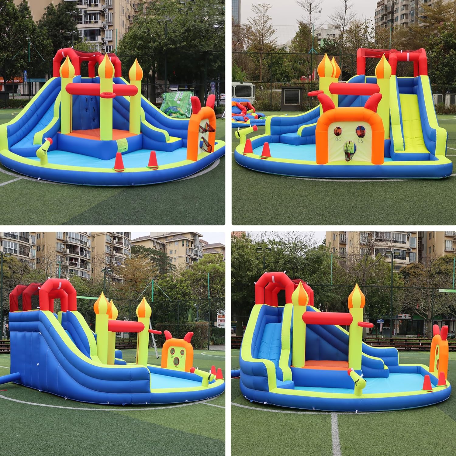 子供用ジャンプキャッスル、長いインフレータブルウォータースラ - Kids Outdoor Jump House のレビューと価格