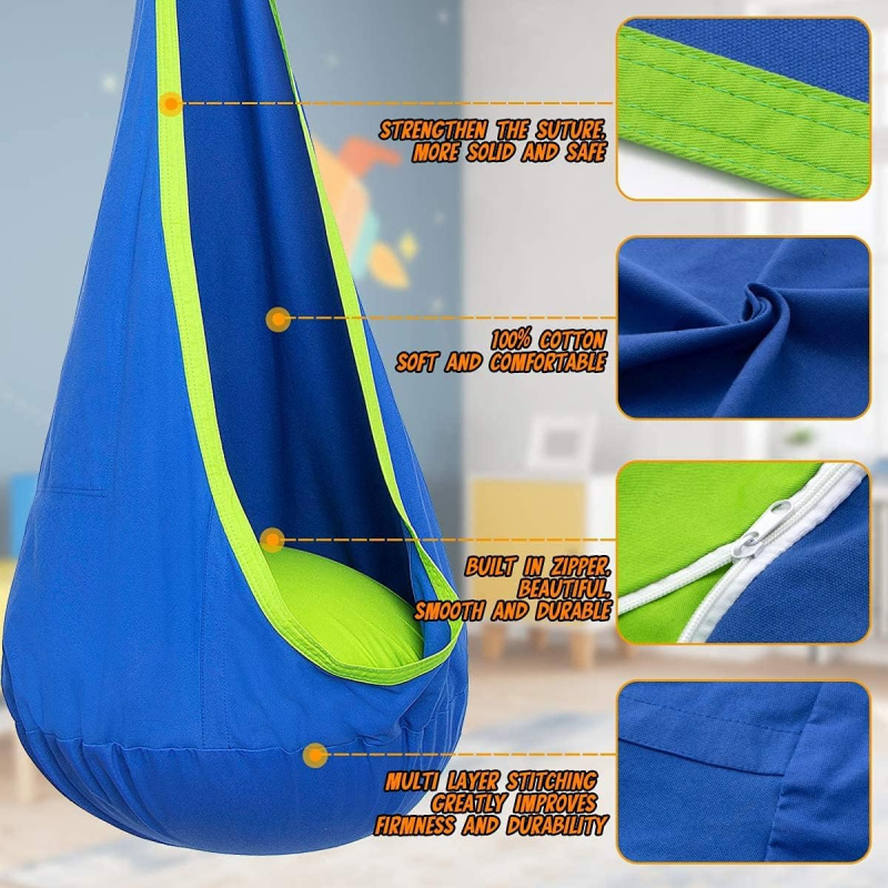 子供用ハンギングポッドスイングハンモックチェア、空気注入式ク - Kids Outdoor Hammock のレビューと価格
