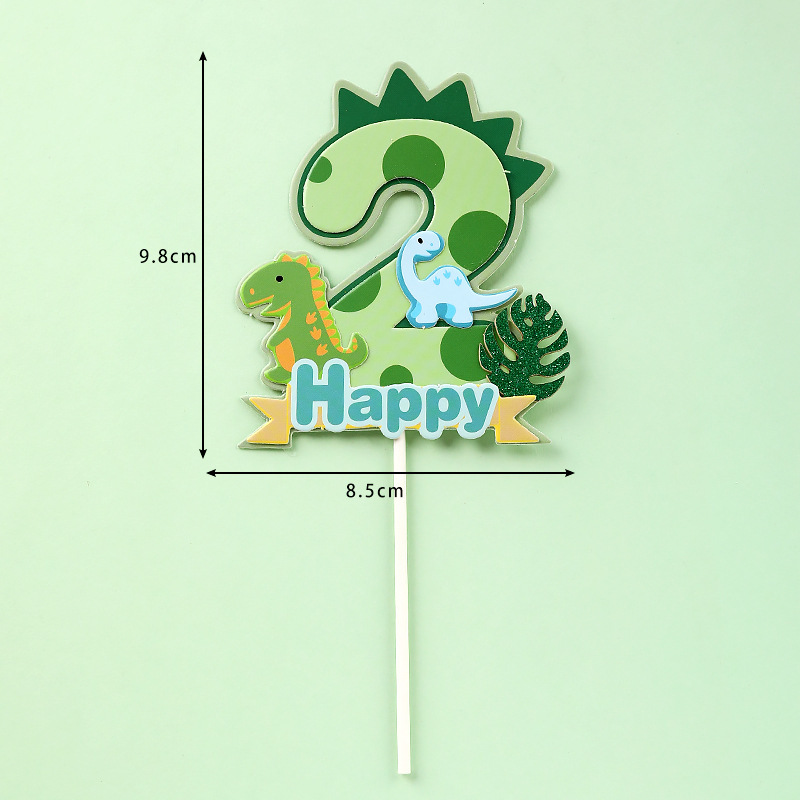 恐竜ヤシの葉ケーキトッパー番号 1 2 3 4 ハッピーバー - Kids Outdoor Merry Go Round のレビューと価格