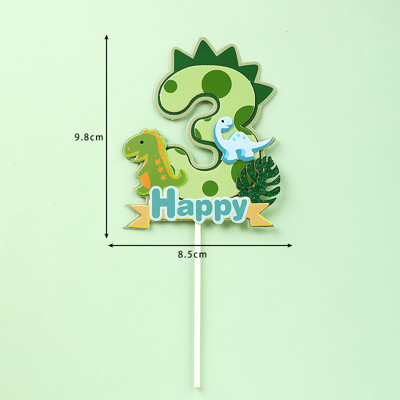 恐竜ヤシの葉ケーキトッパー番号 1 2 3 4 ハッピーバー - Kids Outdoor Merry Go Round のレビューと価格