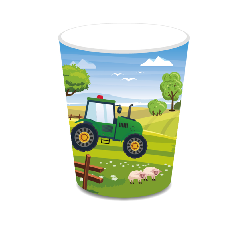 グリーンファームトラクターテーマ使い捨て食器紙コッププレート - Kids Outdoor Excavator のレビューと価格