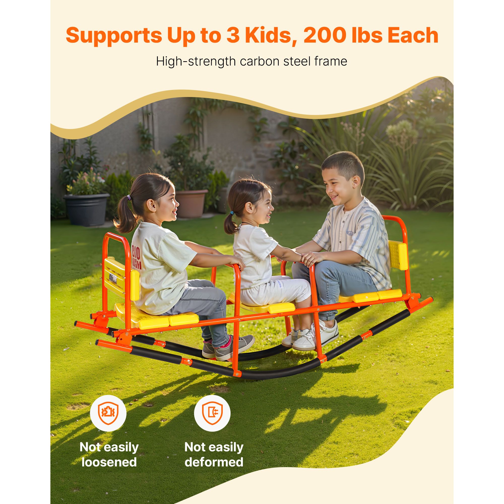 子供用シーソー、耐荷重200ポンド、ハンドル付き金属製ロッキ - Kids Outdoor Lawn Equipment のレビューと価格