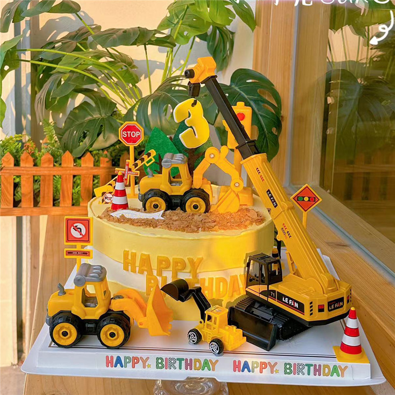 掘削機とトラクタークレーンのケーキトッパー、建設工学、子供の - Kids Outdoor Excavator のレビューと価格