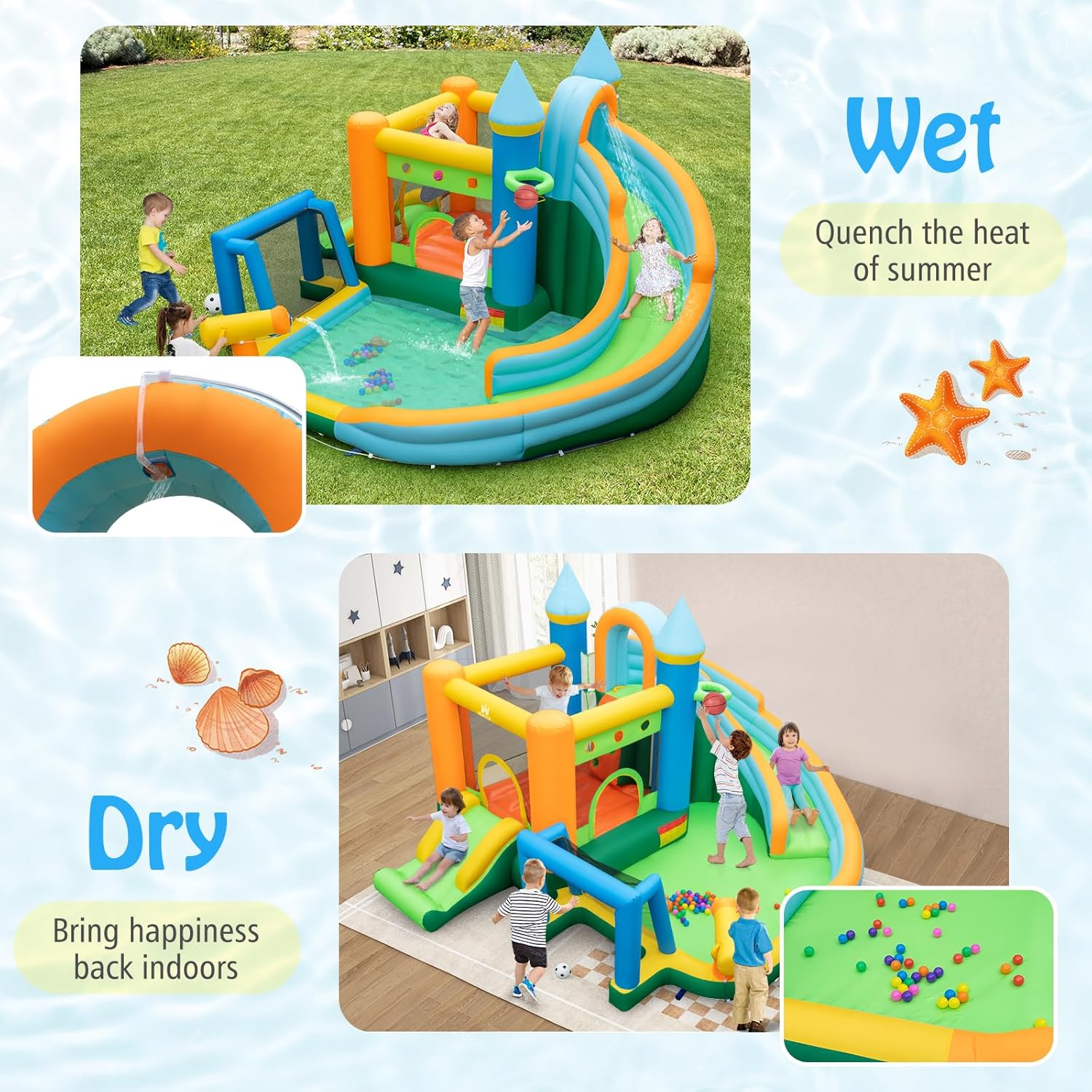 9in1大型子供用インフレータブルウォータースライドバウンス - Kids Outdoor Jump House のレビューと価格