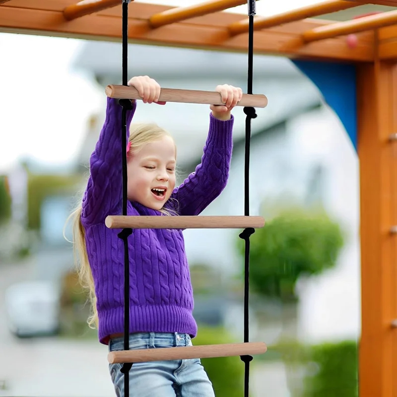子供クライミングロープはしご木製ブランコ子供屋内屋外ツリー遊 - Kids Outdoor Ladder のレビューと価格