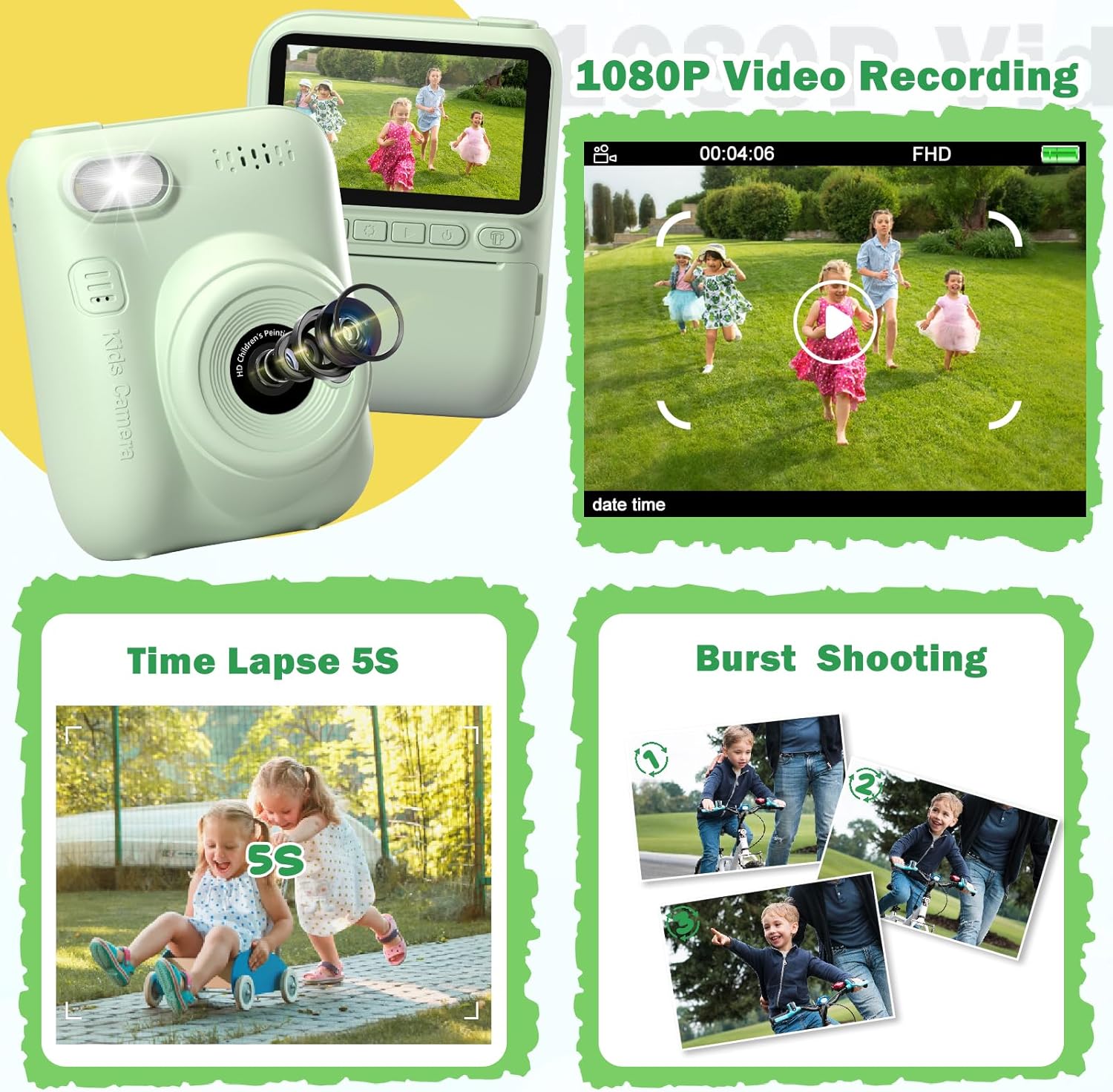 インスタントプリントキッズカメラ、幼児向けポータブルデジタル - Outdoor Toys For Kids のレビューと価格