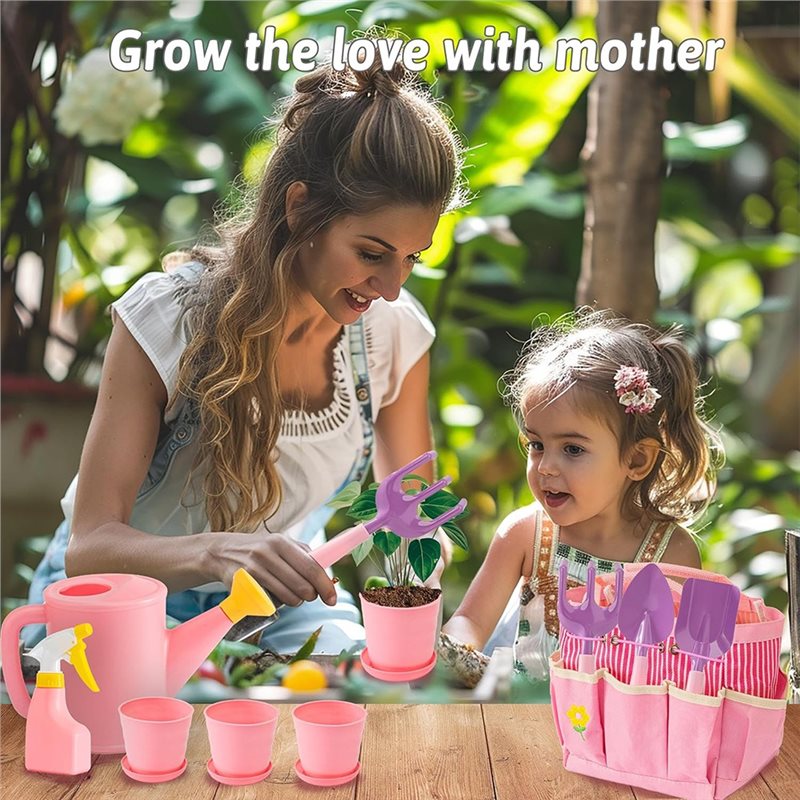 優れた子供用ピンクガーデニングツールセット（金属製熊手、シャ - Kids Outdoor Garden Set のレビューと価格
