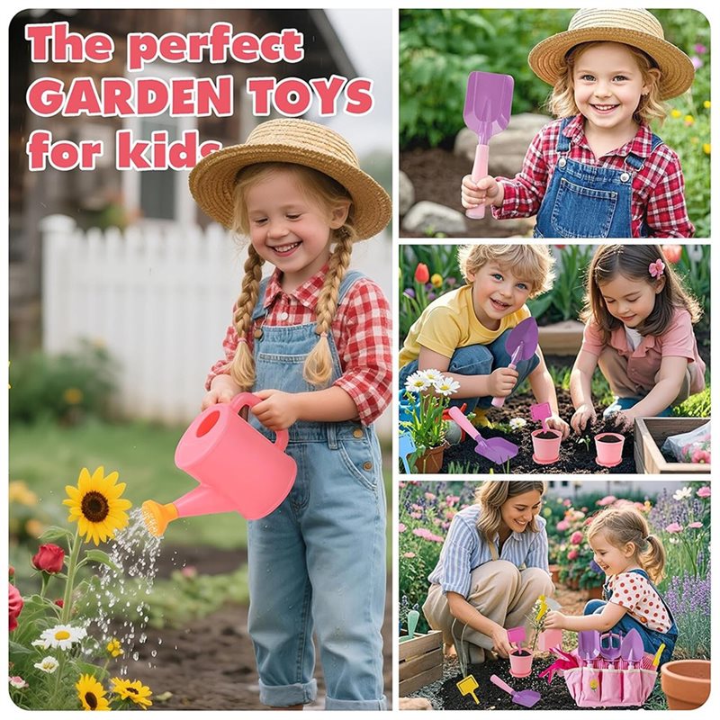 優れた子供用ピンクガーデニングツールセット（金属製熊手、シャ - Kids Outdoor Garden Set のレビューと価格