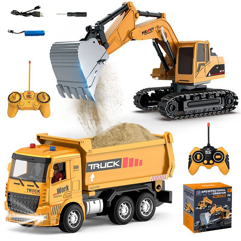 合金製リモコン掘削機おもちゃの車、ライトと音響効果付き電動掘 - Kids Outdoor Excavator のレビューと価格