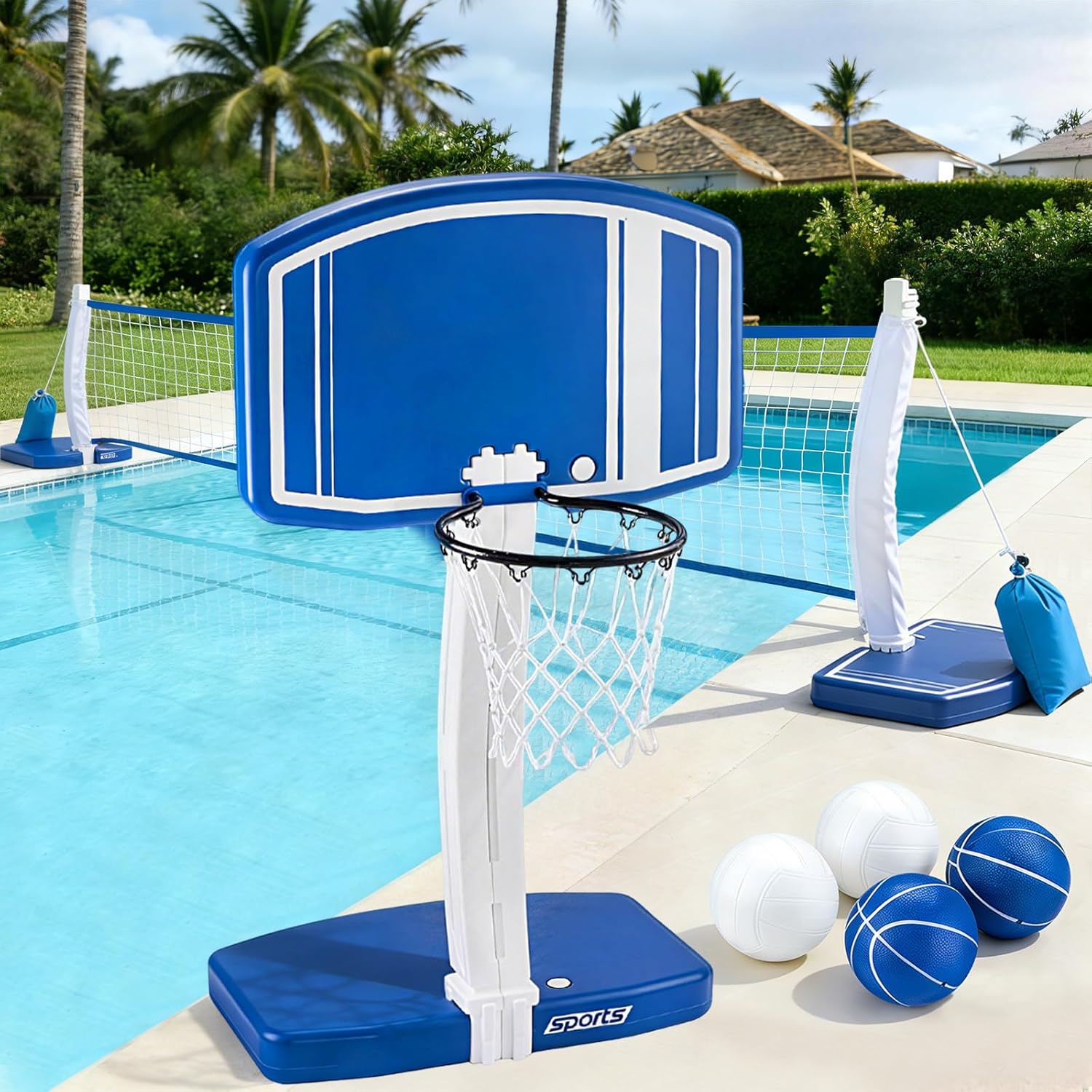 地上プール用バスケットボールフープとバレーボールネット2-i - Outdoor Toys For Kids のレビューと価格