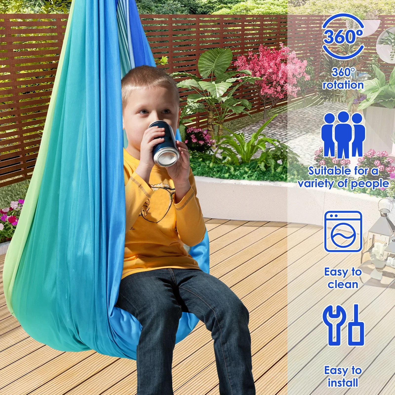 感覚スイング 快適な子供用感覚ハンモック 耐荷重200ポンド - Kids Outdoor Hammock のレビューと価格