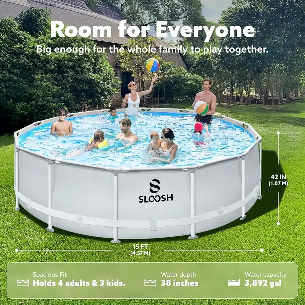 直径15フィート×高さ42インチの地上設置型屋外プールセット - Kids Outdoor Ladder のレビューと価格