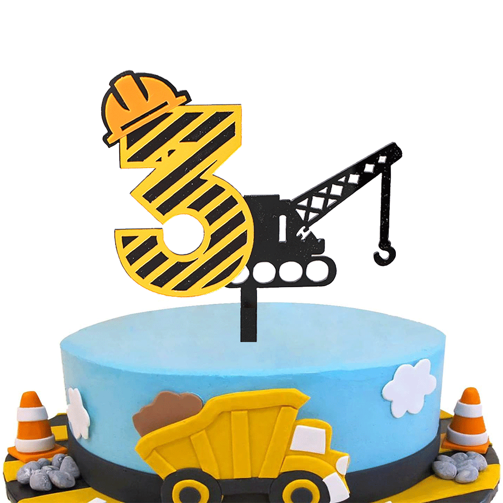 建設掘削機アクリルケーキトッパー男の子の誕生日カップケーキト - Kids Outdoor Excavator のレビューと価格