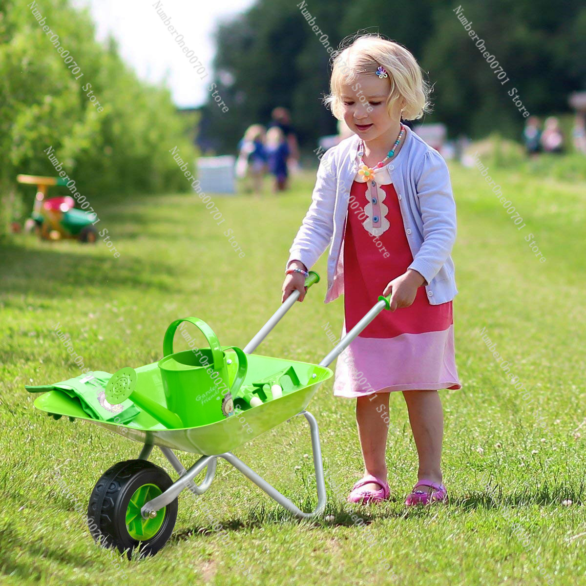 子供用屋外手押し車、緑の庭遊びセット、バランス練習と身体活動 - Kids Outdoor Garden Set のレビューと価格