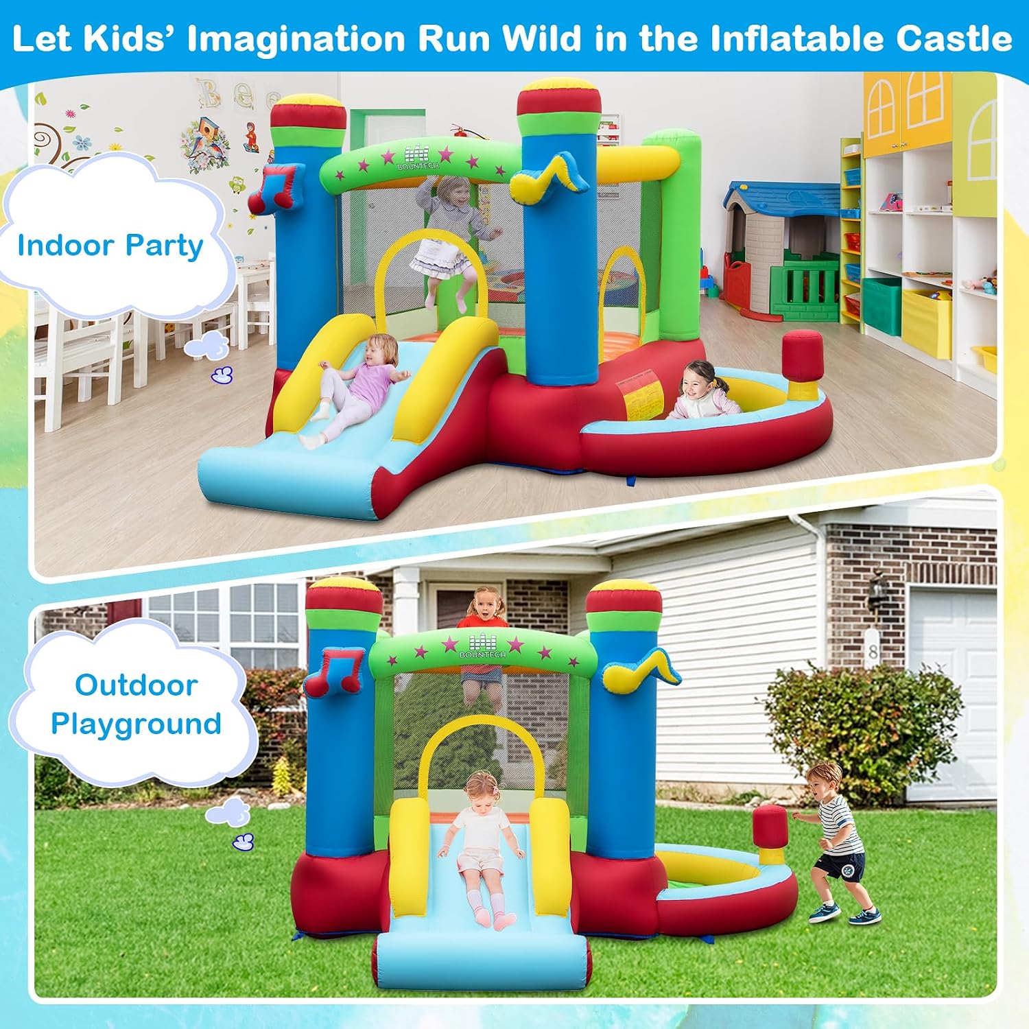 ボールプール付きインフレータブルバウンスハウス、3歳から12 - Kids Outdoor Jump House のレビューと価格