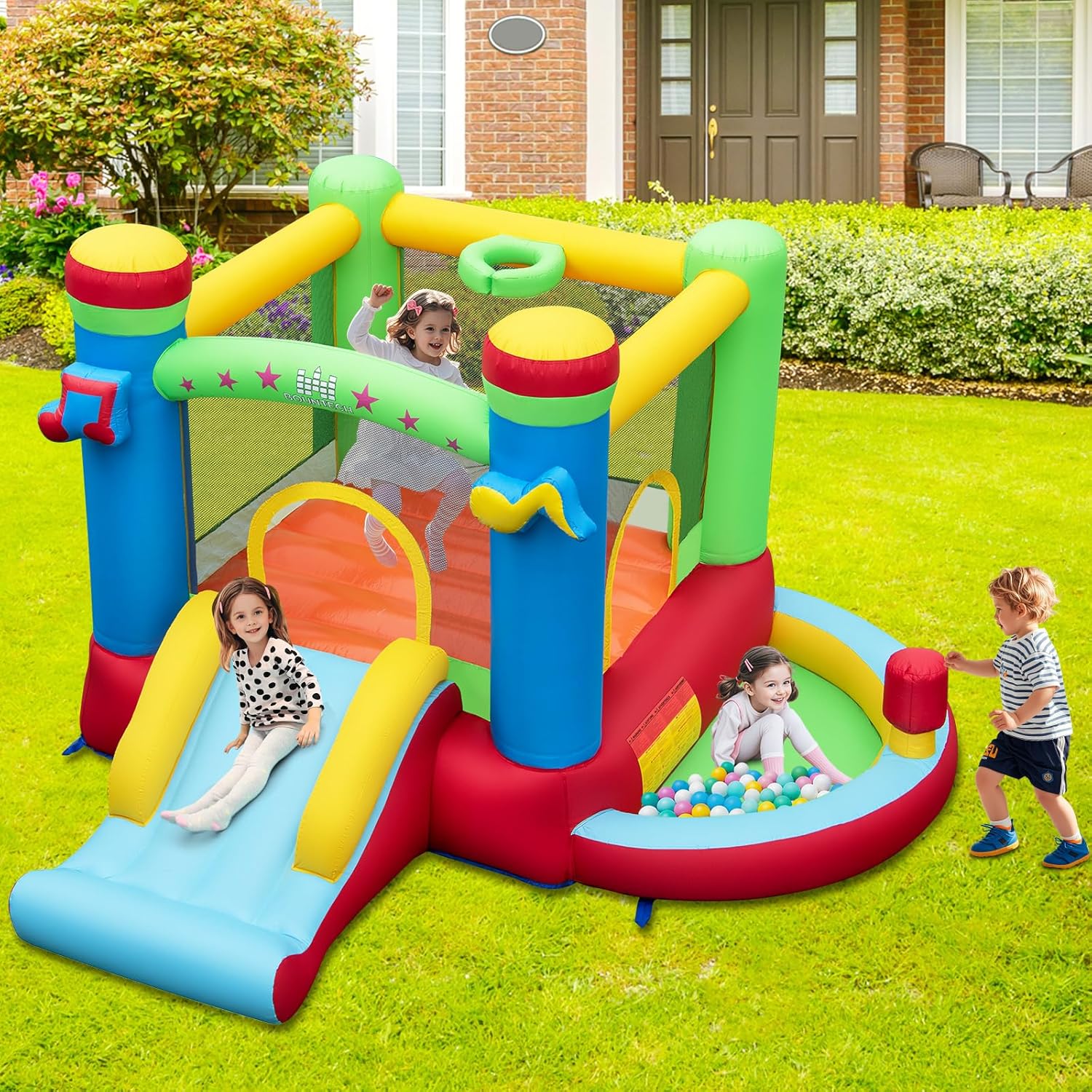 ボールプール付きインフレータブルバウンスハウス、3歳から12 - Kids Outdoor Jump House のレビューと価格