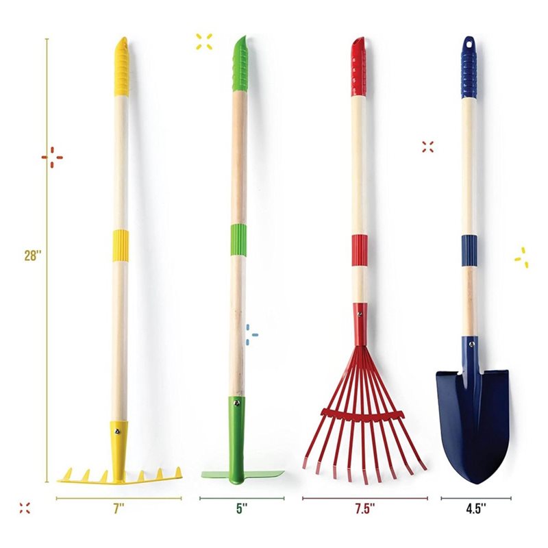B05C-子供用ガーデンツールセット 4点セット-木製-葉か - Kids Outdoor Garden Set のレビューと価格