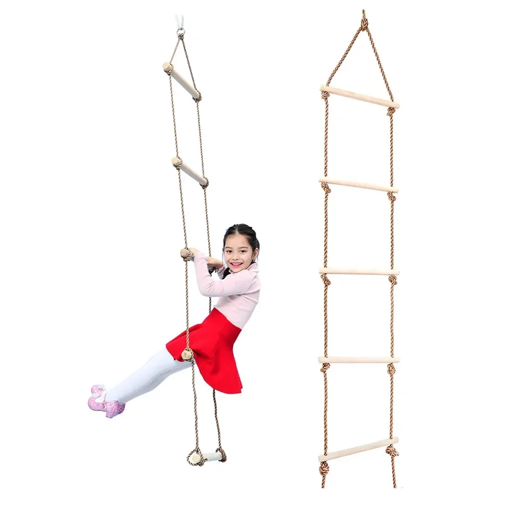 子供用木製ロープはしご、キッズスイング、屋内外兼用ゲームおも - Kids Outdoor Ladder のレビューと価格