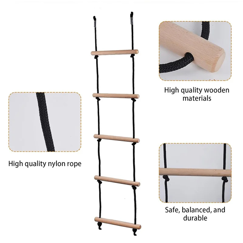 子供用クライミングロープはしご木製ブランコキッズ屋内屋外ツリ - Kids Outdoor Ladder のレビューと価格