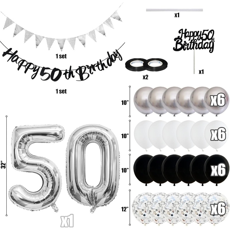 ブラック シルバー ホワイト 50 誕生日パーティーの装飾  - Kids Outdoor Merry Go Round のレビューと価格