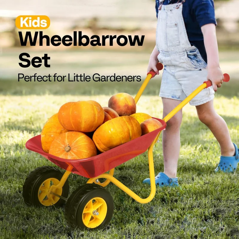 子供用手押し車 ガーデンカート 幼児用ガーデニングツールセッ - Kids Outdoor Garden Set のレビューと価格