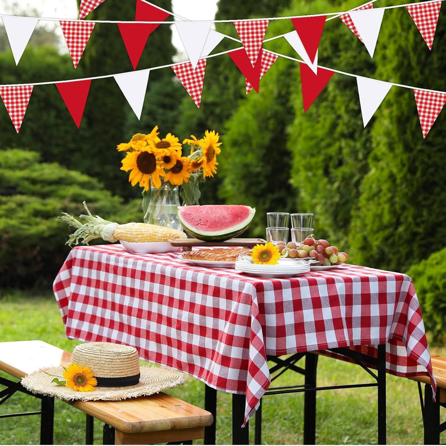 赤と白の三角旗飾り、カーニバル、サーカス、子供の誕生日、結婚 - Kids Outdoor Garden Set のレビューと価格
